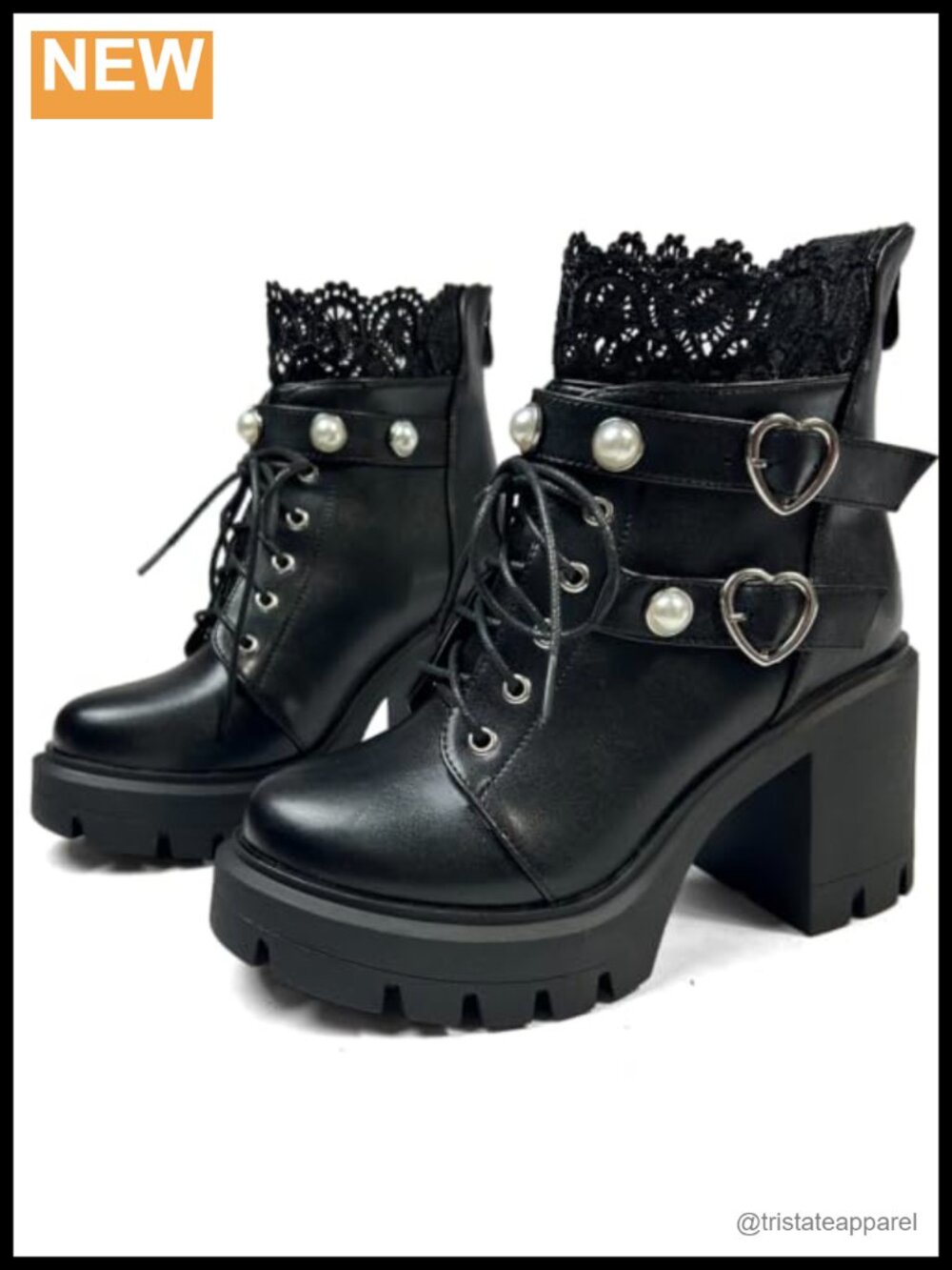 Platform Combat Boots Women Bat Chunky High Heel Ankle Boot Gothic PU